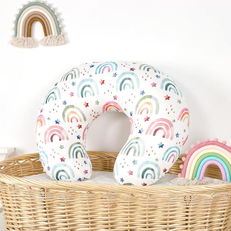 WINGHENLEE Nursing Pillow Cover, Breastfeeding Pillow Cover for Baby Girls Boys, Soft Stretchy Nursing Pillowcase for Infant Newborn, Removable Slipcover for Nursing Pillows, RainbowStar(Only Cover) - Image 5